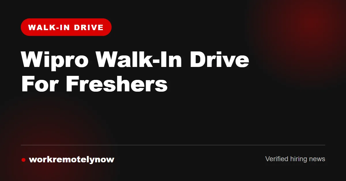 Wipro walk-in drive October 2026: customer support and fresher roles in Bengaluru, Kolkata and Hyderabad